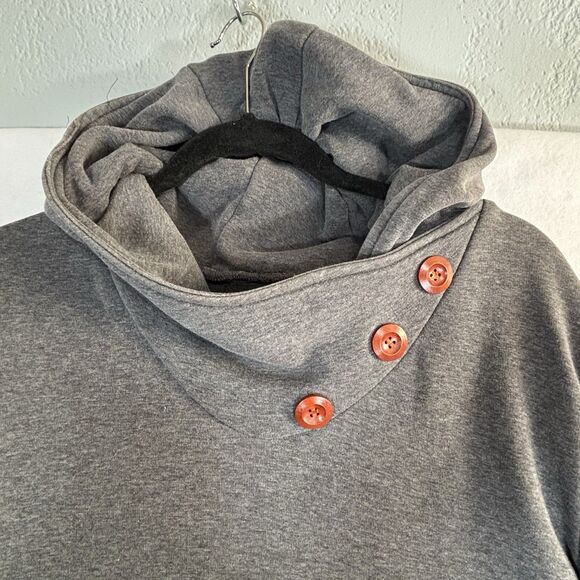 Alaska Chicks Company Hoodie Charcoal Gray Pullover Button Accents - Picture 3 of 12